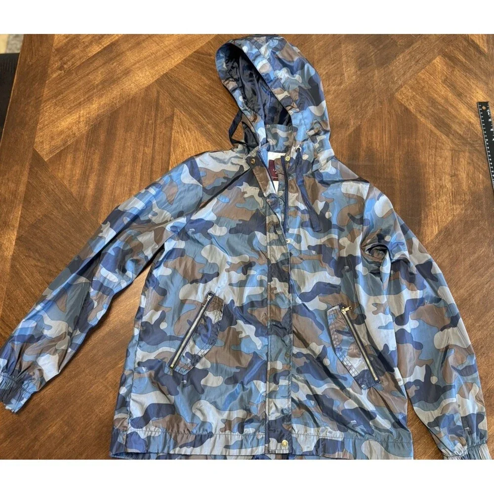 CiSono Originals Blue Camouflage Full Zip Jacket Womens Sz Large Wind Breaker